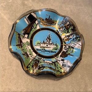 Vintage 70’s Walt Disney World Magic Kingdom 7” Ruffled Glass Plate